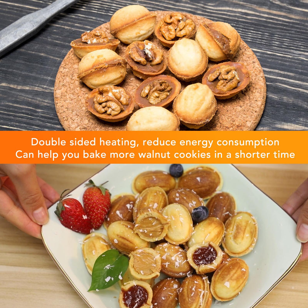 Electric Walnut Cake Maker, Non Stick Walnut Cookie Maker, Automatic Mini Nut Waffle Bread Machine, Electric cookie press Baking Breakfast Maker for Home Cooking