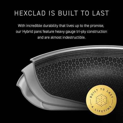 HexClad Hybrid Nonstick Deep Sauté Pan - 5.5-Quart with Glass Lid & Stay-Cool Handle | Oven-Safe & Induction Ready