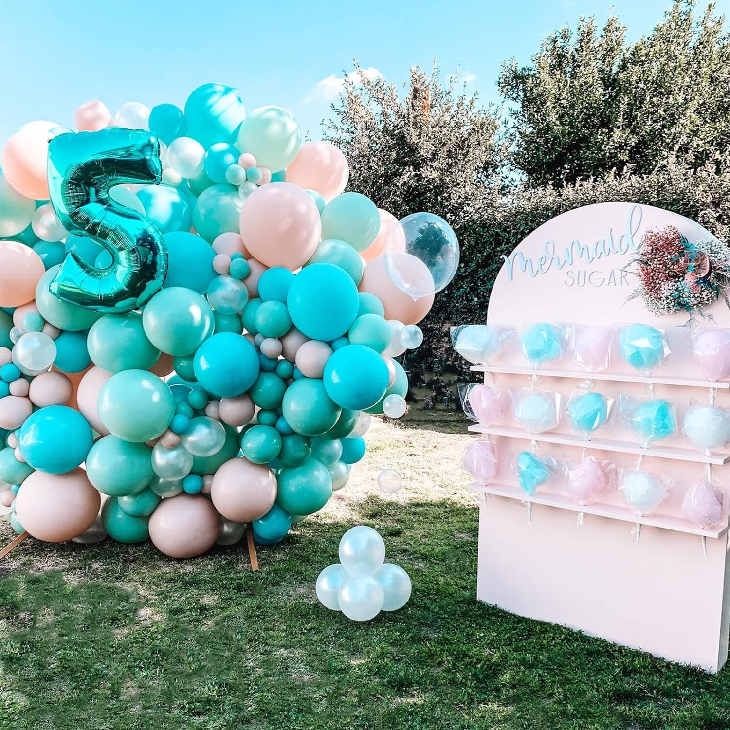 Voircoloria Teal Balloons - 130pcs in Various Sizes for Baby Showers, Weddings & Birthday Parties