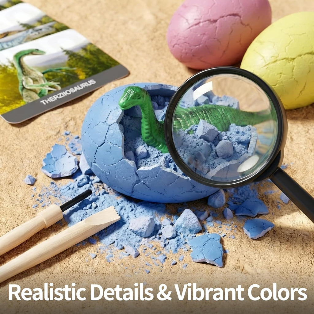 Skiennix Dinosaur Eggs Excavation Kit - 24 Colorful STEM Science Toys with Learning Cards for Kids Age 3+ | Perfect for Easter Baskets and Birthday Parties