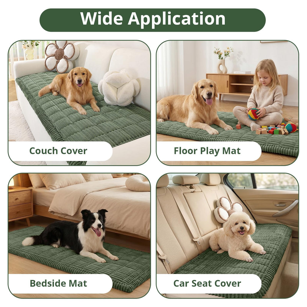 OstepDecor Washable Couch Cover for Dogs, Thick Pet Friendly Sofa Covers, Soft Couch Protector, Paw Cart Sofa Slipcovers, Cushion Protector for Leather, Sectional, Loveseat (27.6" x 59", Green)