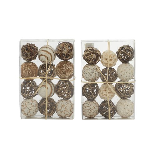 Deco 79 Dried Plant Handmade Decorative Ball Orbs & Vase Filler with Varying Designs, Set of 2 10"H, 7"W, Brown