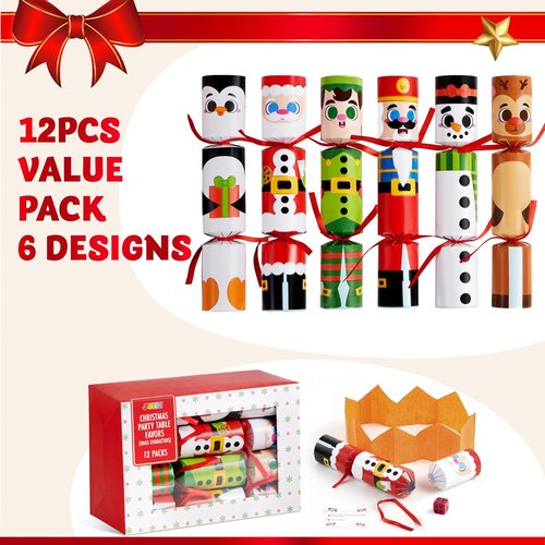 JOYIN 12 Pack Christmas Party Favors - Fun Hats, Jokes & Gifts for Holiday Dinner Decorations