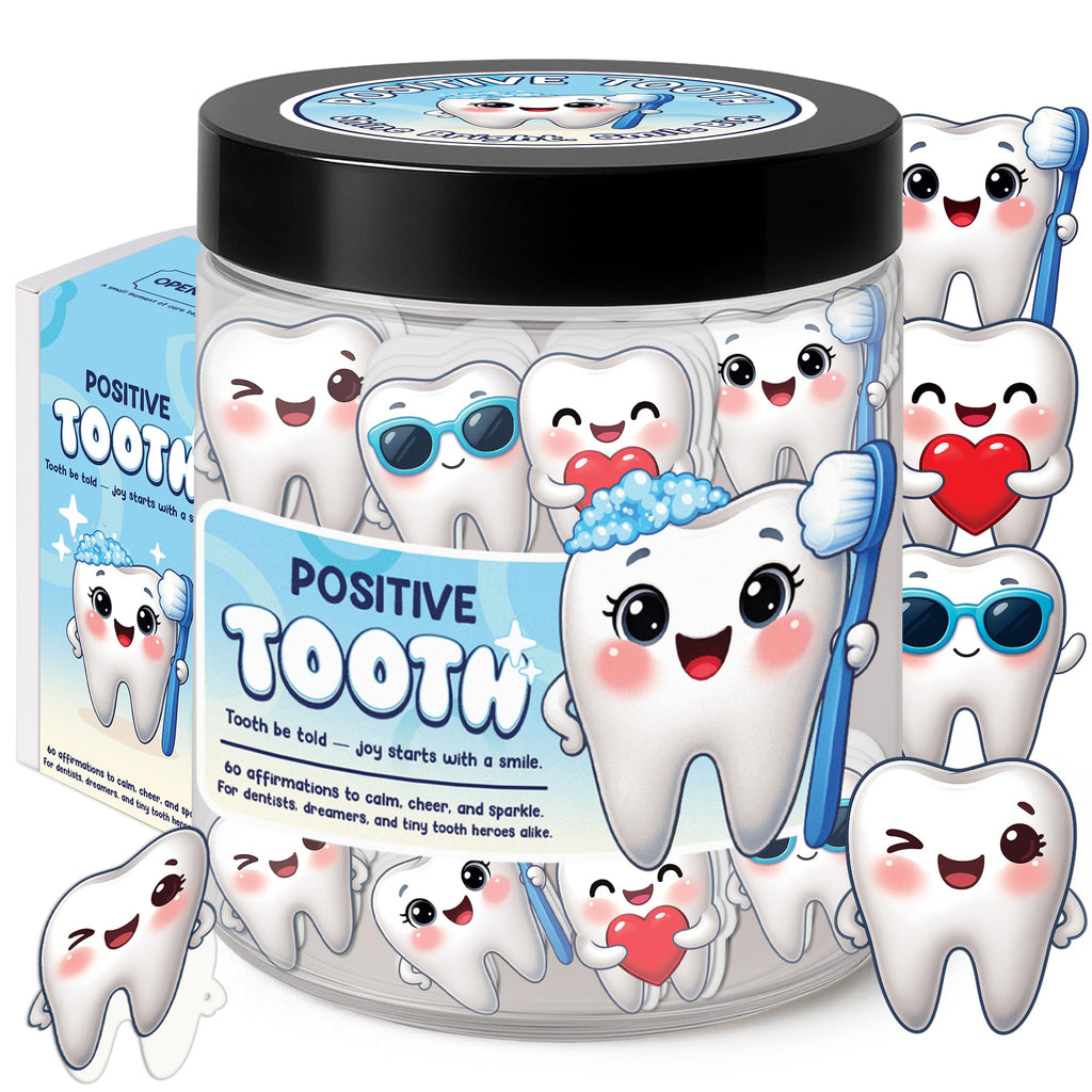 Miarita Positive Tooth Jar – 60 Affirmation Cards for Women, Kids, Teens & Coworkers, Dental Assistant Gifts For Dentists, Teacher Appreciation Gifts For Women, Birthday Gift for College Friend
