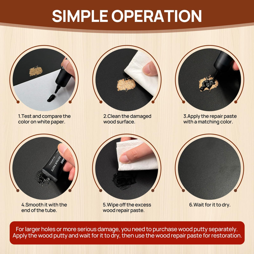 Boncart Wood Furniture Repair Kit, Wood Touch up Fillers, Repair Scratches, Cracks, Paint Chips, and Nail Holes on Furniture, Floors, Doors, Cabinets, and Tables (10 Colors)