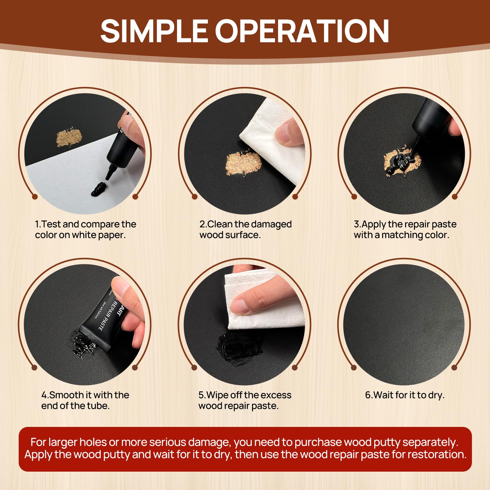Boncart Wood Furniture Repair Kit, Wood Touch up Fillers, Repair Scratches, Cracks, Paint Chips, and Nail Holes on Furniture, Floors, Doors, Cabinets, and Tables (10 Colors)