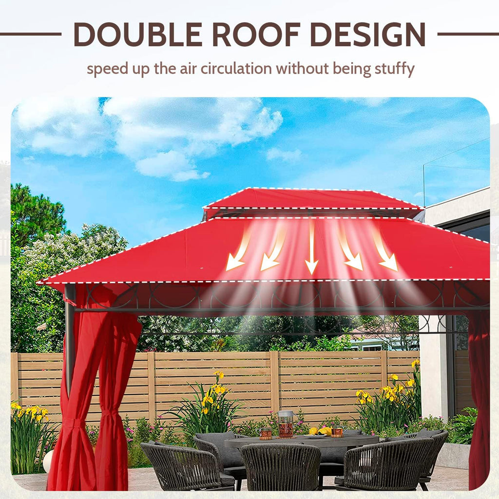 Skiennix Outdoor Canopy Tent - UV Protection Gazebo with 4 Sidewalls | 10'x10', Red