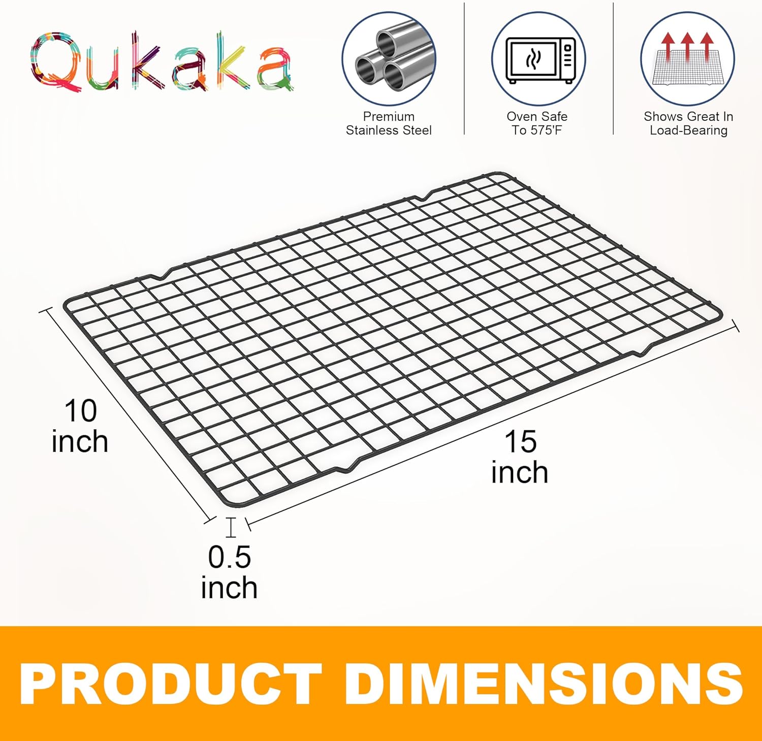 Skiennix Cooling Racks | 2-Piece Heavy Duty Stainless Steel Baking Rack - 10" x 15" - Oven & Dishwasher Safe - Black