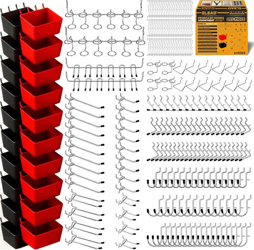 ELEAD Pegboard Hooks Kit - 297 Piece Organizer Accessories with Bins for Tools | Fits 1/8 & 1/4 Inch Pegboards