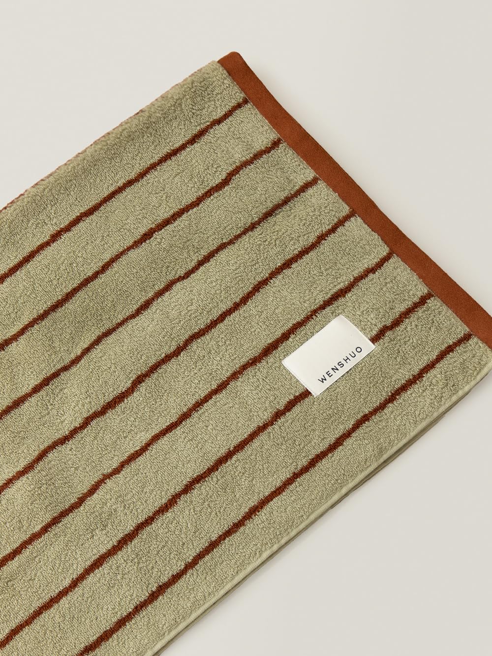WENSHUO Moss Beacon-Pure Cotton Striped Bath Towel,100% Combed Cotton,Luxury Shower Towel,Super Absorbent(Pack of 1) (55.12" L × 27.56" W)