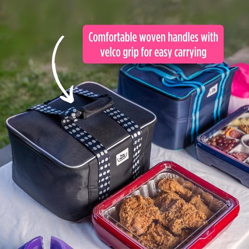 Fancy Panz - Pink Insulated Casserole Carrier Bag - Keeps Food Hot or Cold - 2 Pocket Design