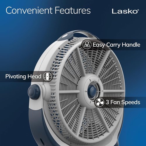 Lasko Wind Machine Fan - Powerful Air Circulator with 3 Speed Settings | 20" Gray Model 3300