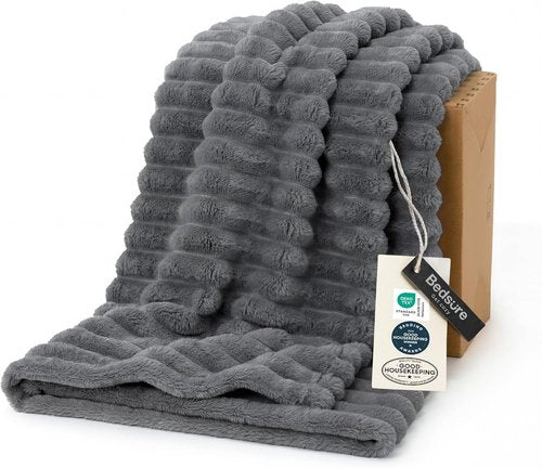 Bedsure GentleSoft Fleece Blanket - Cozy Frost Gray Throw for Couch | 50x60 Inches