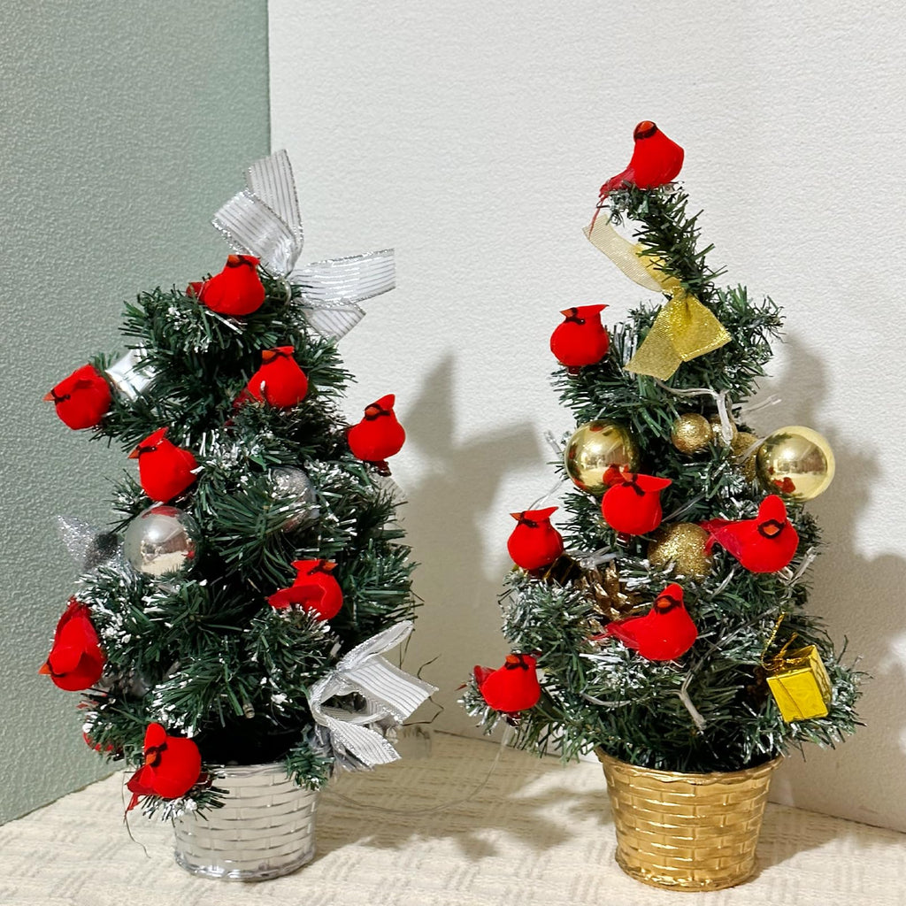 12 Pack Small Cardinals Tiny Cardinals Mini Cardinal Red Birds for Crafts Artificial Birds with Clip on Christmas Tree Decorations Yard Patio Home Decor Cardinal Ornaments (12pcs-Clip)