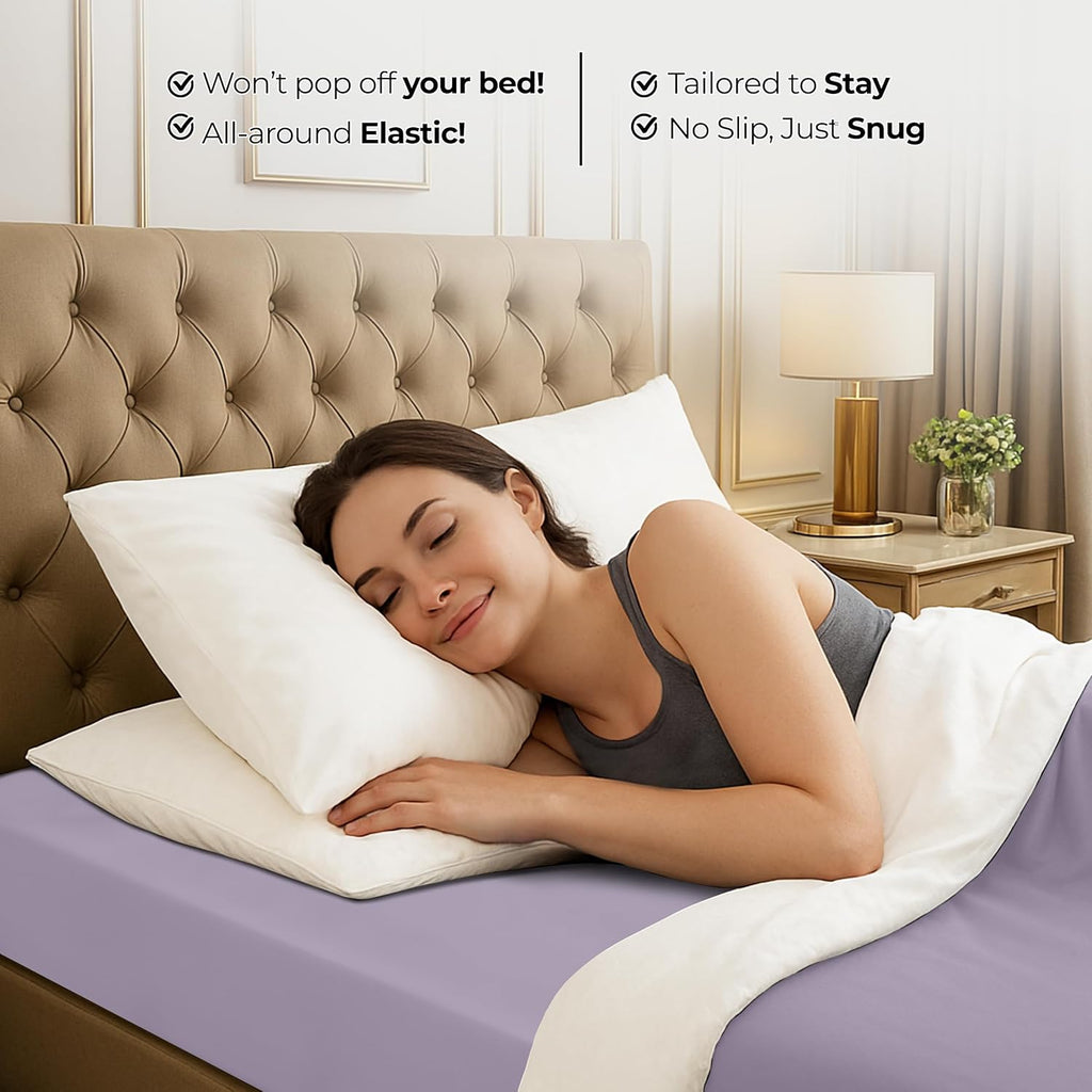 Utopia Bedding Twin Fitted Sheet - Soft Microfiber - Deep Pocket - Fade Resistant - Lavender Color