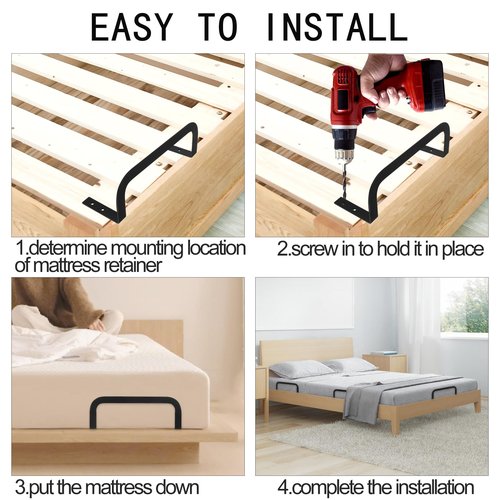 KOXHERO Mattress Retainer Bar Bracket Holder 6Pcs Keeping Mattress from Sliding for Foot of Platform Beds,Adjustable Beds,Rv Mattress,Mattress Slide Stopper Mattress Gripper