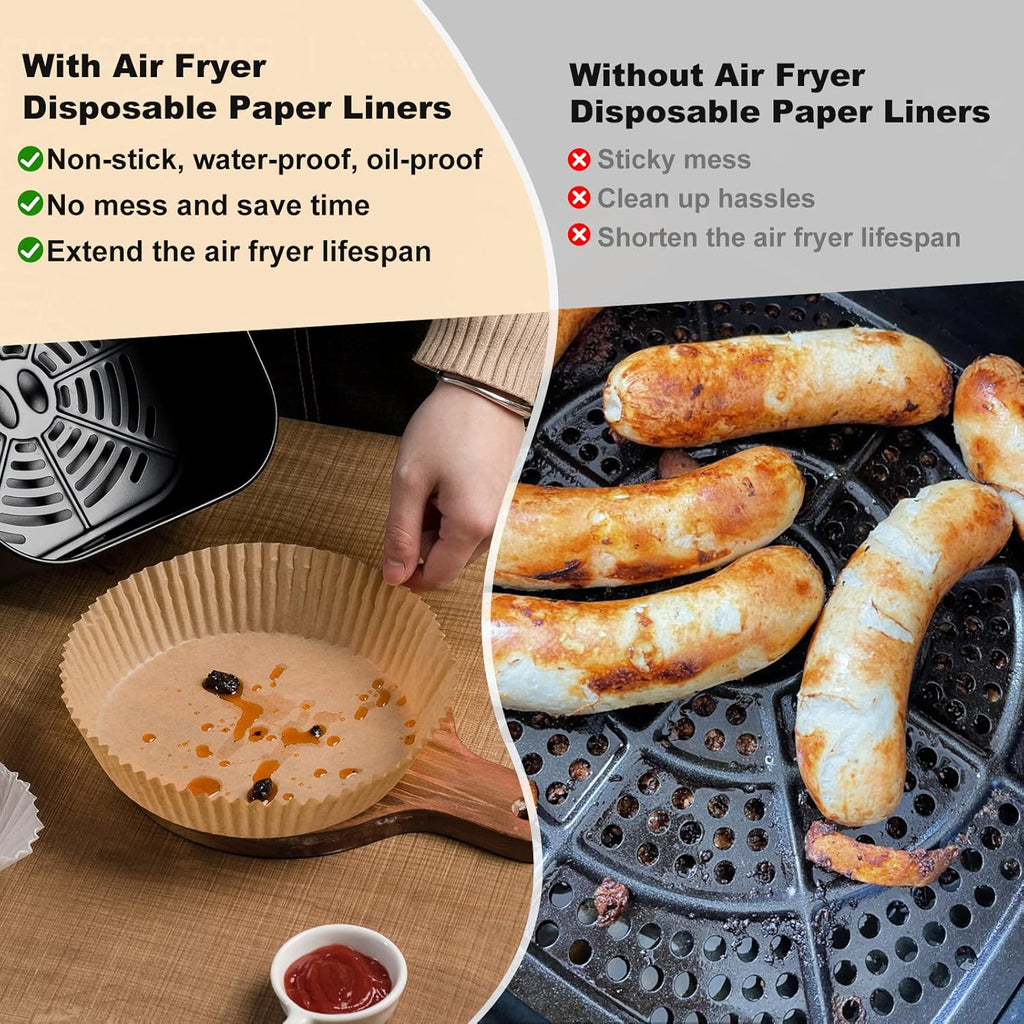 Vailnd Disposable Air Fryer Liners - 200 PCS Non-Stick 6.3" Baking Paper for Ninja AF101 & 2-4 QT Baskets