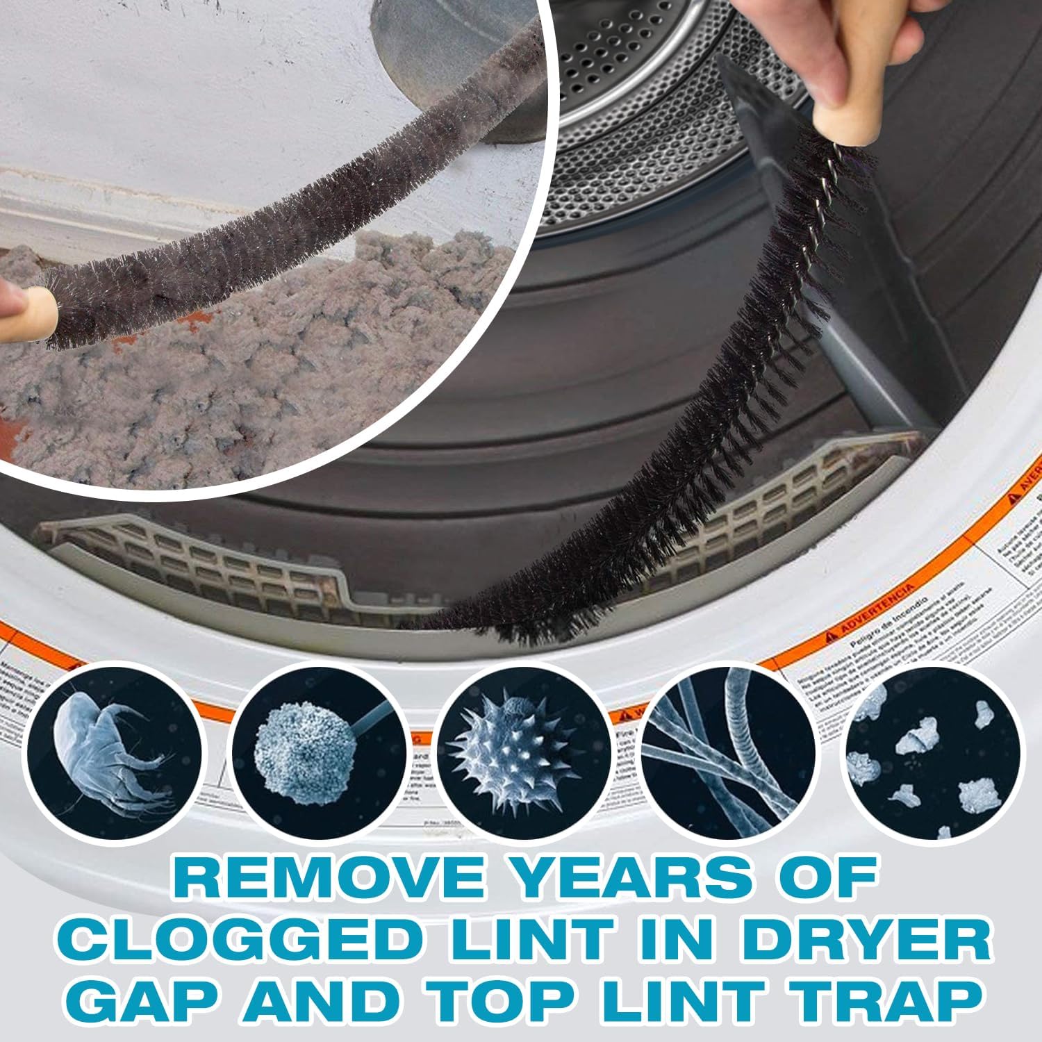 Sealegend 15-Piece Dryer Vent Cleaner Kit - 25-Foot Lint Vacuum Attachment & Brush Set (Blue)