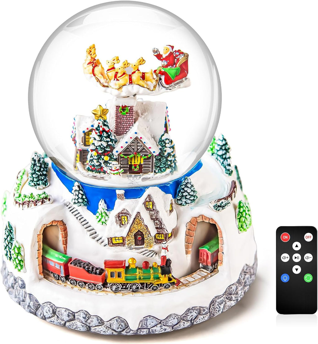 Regine Switzerland Musical Snow Globe | Rotating Santa Claus with Automatic Snowfall | 48 Classic Christmas Carols