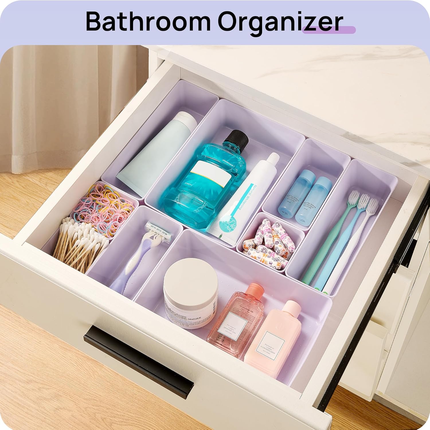 Vtopmart 25 PCS Plastic Drawer Organizers - Versatile Storage Bins for Bathroom, Makeup & Kitchen