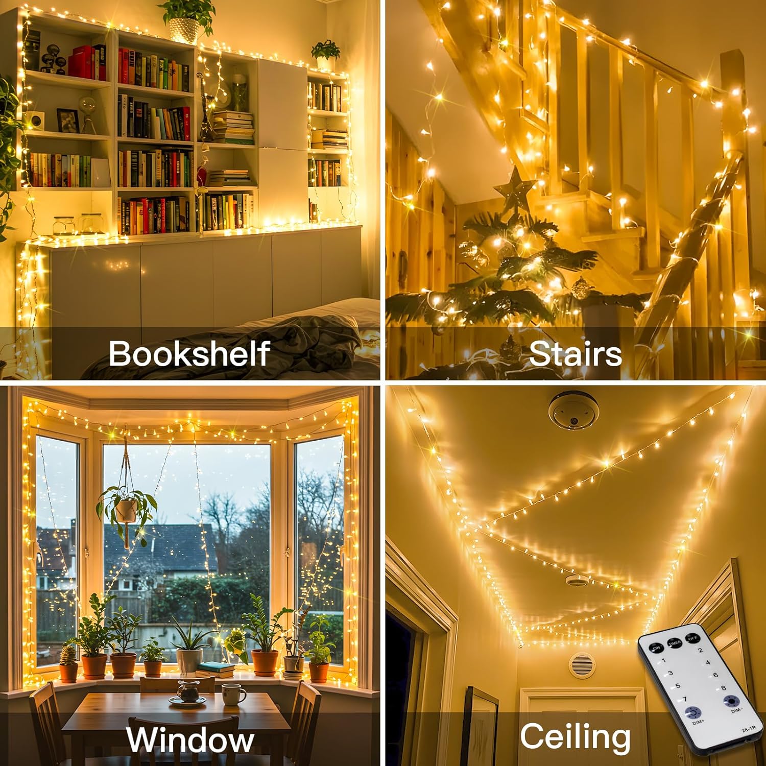 Suddus Indoor String Lights - 33ft 100 LED Warm White Fairy Lights with Remote & Timer for Home Decor