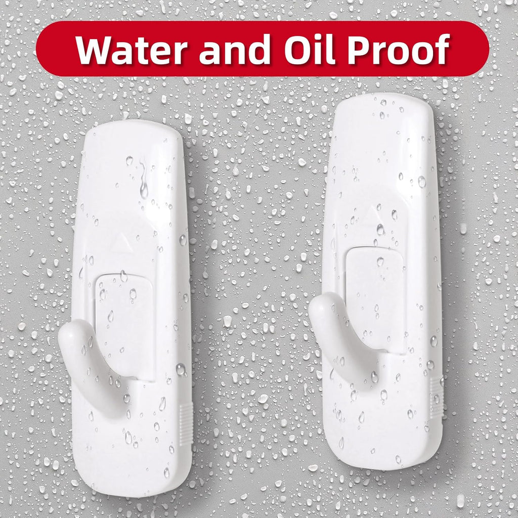 Skiennix Heavy-Duty Adhesive Wall Hooks - 20 Medium No-Damage Utility Strips for Towels, Coats, Keys