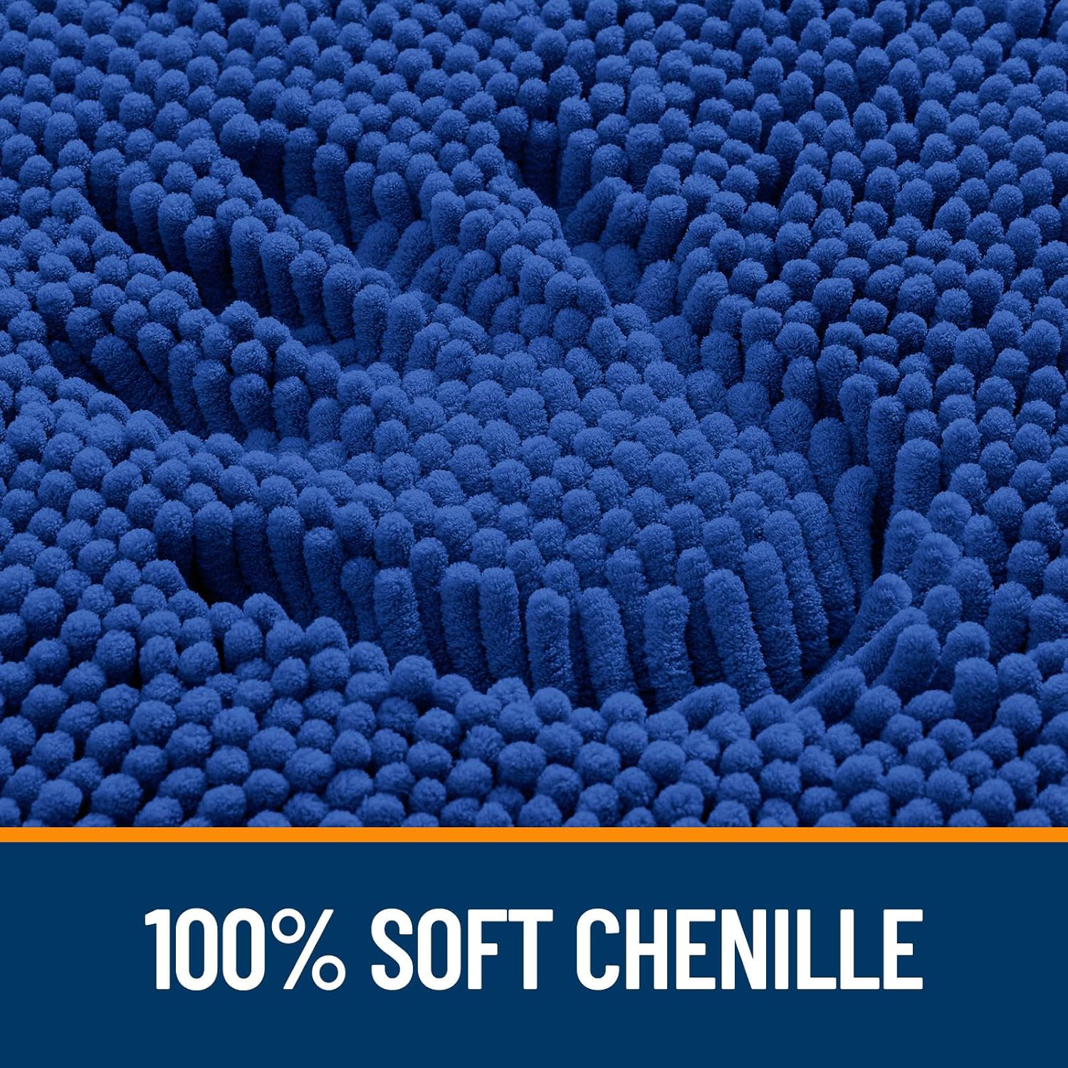 OLANLY U-Shaped Toilet Rug - Extra Soft, Absorbent Chenille Bath Mat | 24x20, Royal Blue, Machine Washable