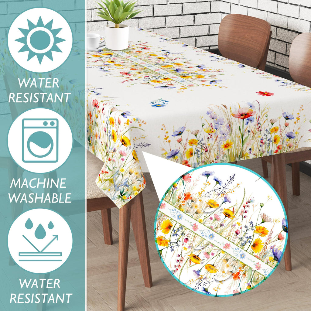 cusugbaso Spring Tablecloth 60x84 Inch for Rectangle Tables - Blooming Flower Spring Decorations for Home - Water Resistant Flower Table Cloth for Party,Table