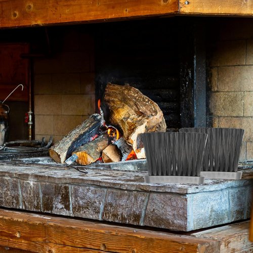 Lssapr 2 Pcs Chimney Bench Oblong Fireplace Brushes Adhesive Thread Soft Bristles Dust Brush Replacement Head for Hearth Tidy Car Fireplace Fire Pit
