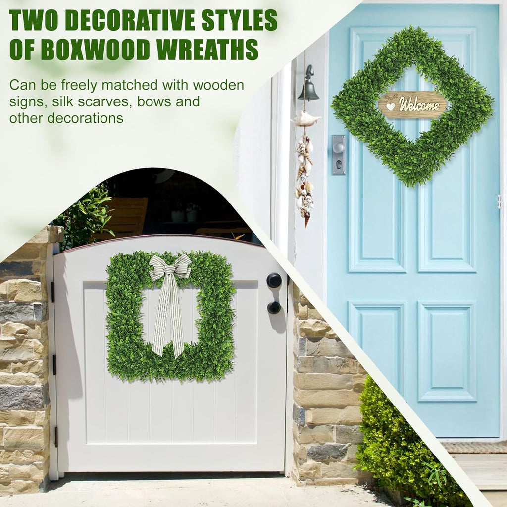 Artgar 22-Inch Boxwood Wreath - Realistic Green Spring Decor for Year-Round Indoor/Outdoor Use