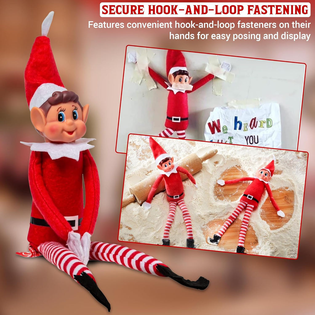 Naughty Elf Couple | 12-Inch Christmas Elf Figures - Soft Bodies & Vinyl Faces for Holiday Decor