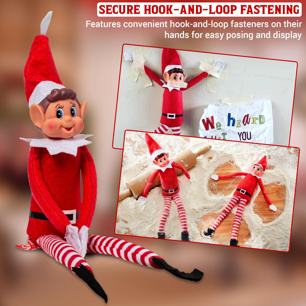 Prime Collectibles Naughty Elf Couple 2 Pack – 12 Inch Boy & Girl Christmas Elf Figures with Soft Bodies & Vinyl Faces, Santa’s Little Helpers, Holiday Shelf Decor, Festive Christmas Display Set