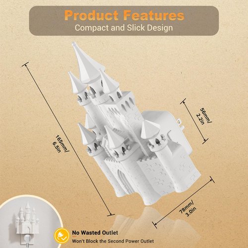 JandCase Night Lights Plug into Wall,3D Printed Castle RGB Night Light,10-Color Change Night Light,Dimmable Nightlights with Dusk to Dawn Sensor for Rooms Bathroom Hallway