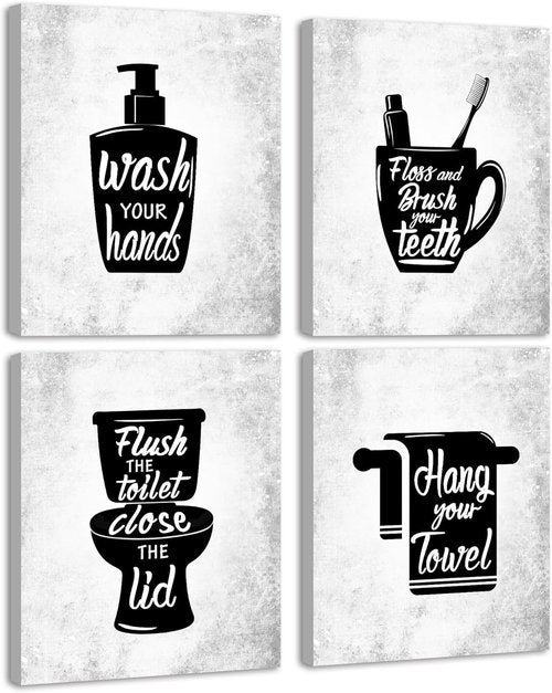 Drsoum Framed Bathroom Wall Art - Funny Toilet Quotes Decor | Set of 4 Pictures, 8x10 Inch