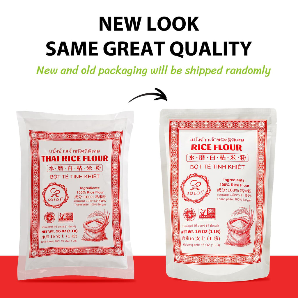 Soeos Rice Flour - All-Natural Gluten-Free Baking Flour | 16 Ounce Resealable Bag for Sourdough Bread