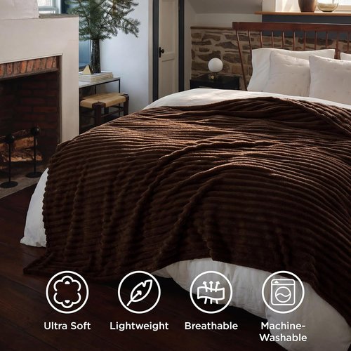 Bedsure GentleSoft Dark Chocolate Fleece Blanket - Cozy, Soft Throw for Couch | 108x90 Inches