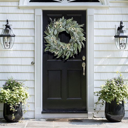 26 Inches Large Eucalyptus Spring Wreaths for Front Door,Artificial Greenery Summer Wreath with Berries White Flower Daisy,Easter Valentines Farmhouse Porch Wall Home Indoor Outdoor Décor