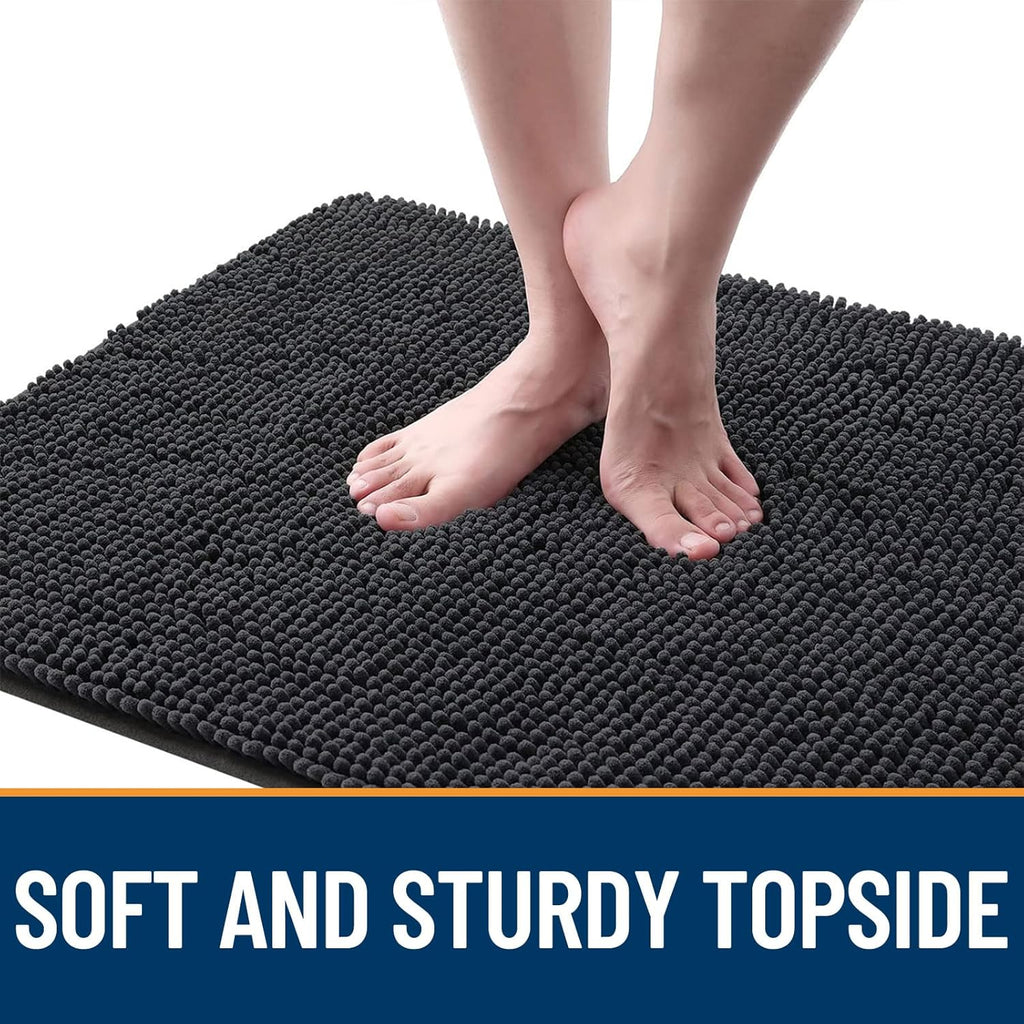 OLANLY Dog Door Mat - Absorbent Non-Slip Chenille Mat for Muddy Paws | 47x17 Inches, Dark Grey