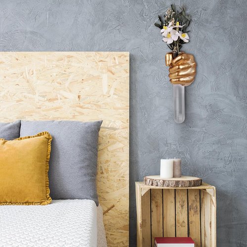 Gold Wall Sculptures - Unique Hand Vases Home Decor | Modern Eclectic Wall Art Statue