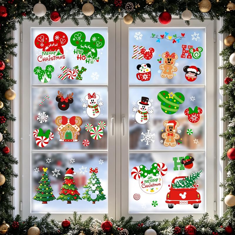 Christmas Window Clings, 7 Sheets – Static Decals for Glass Surfaces (14.17 x 11.02 in each)