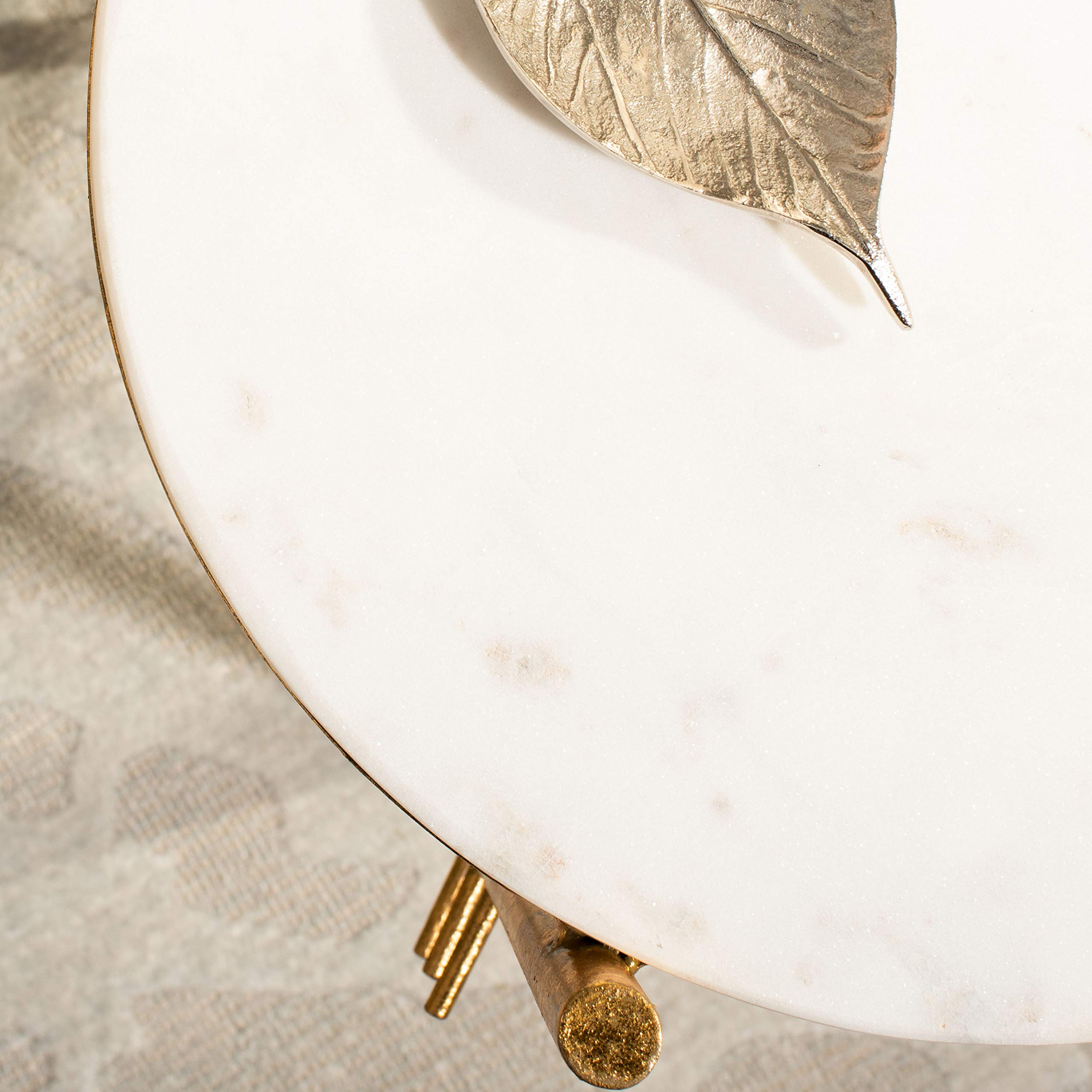 Safavieh Home Jenesis White Marble and Gold Round Accent Table