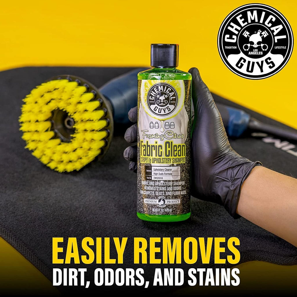 Chemical Guys Foaming Citrus Fabric Cleaner Kit - High Foaming Stain Remover & Deodorizer, 16 fl oz