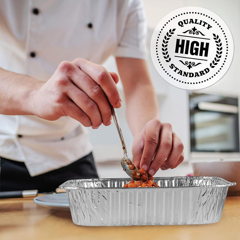 PLASTICPRO Disposable Aluminum Baking Pans - 8'' Square Foil Bakeware for Cakes & Lasagna | Pack of 10