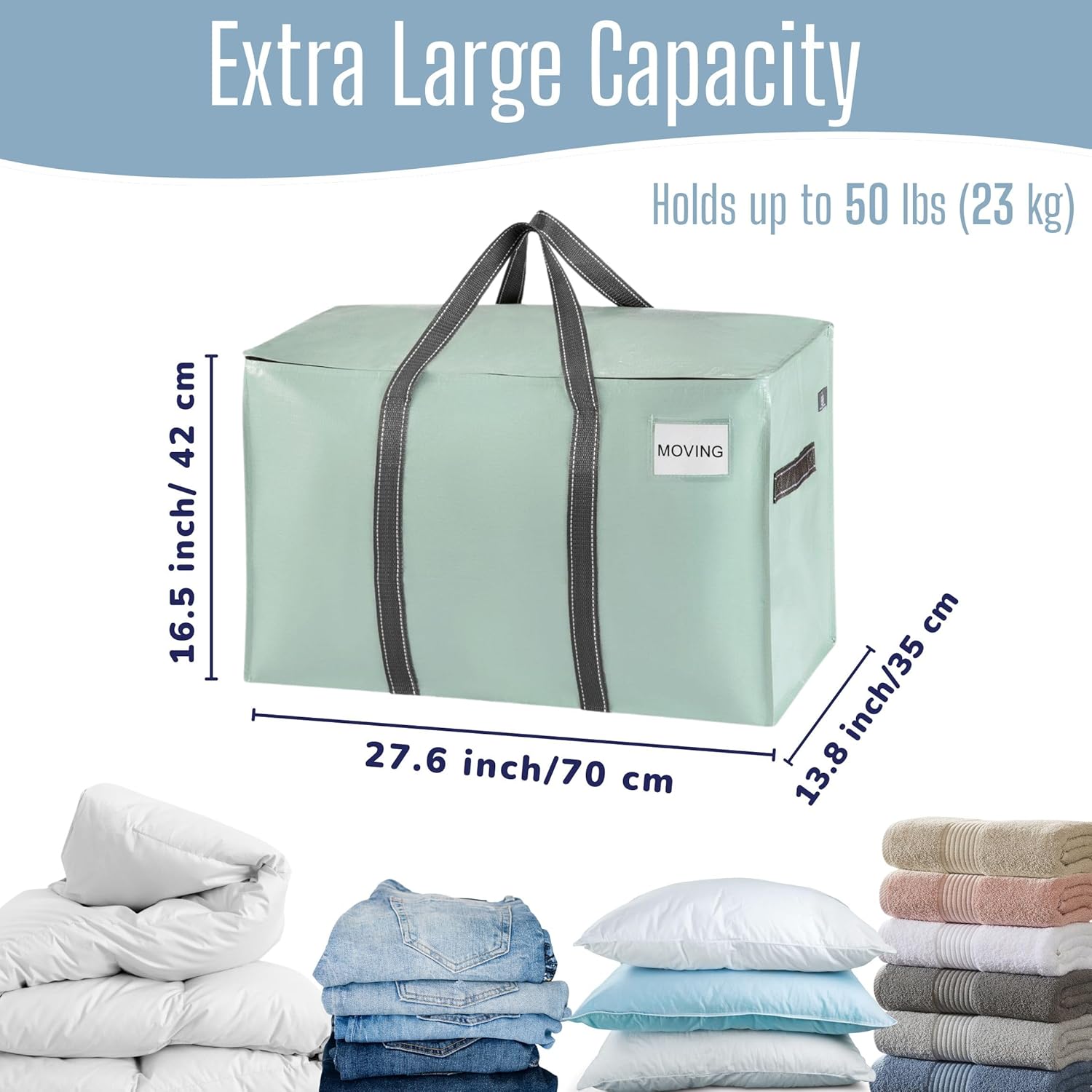 VENO Heavy Duty Moving Bags - Extra Large, Foldable Storage Solution with Reinforced Handles & Strong Zippers | 6 Pack