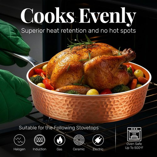GOTHAM STEEL 4 Qt Saute Pan with Lid, Large Nonstick Skillet for Cooking, 12” Hammered Deep Frying Pan, Family Sized Pans, Ceramic Coating for Sauce, Induction Ready Oven & Dishwasher Safe, Non Toxic