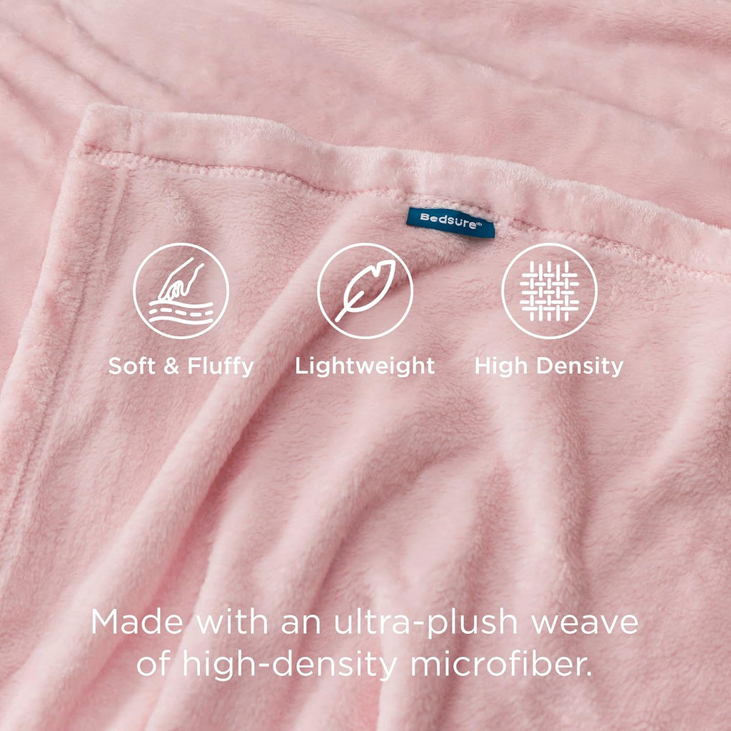 Bedsure GentleSoft Pink Fleece Blanket - Soft, Lightweight Plush Cozy Throw for Bed, Sofa, Travel | 50x70 Inches