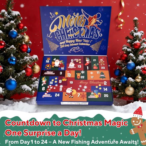 Fishing Advent Calendar 2025 | 24-Day Countdown Tackle Set for Men, Grandpas & Boys - Perfect Xmas Gift