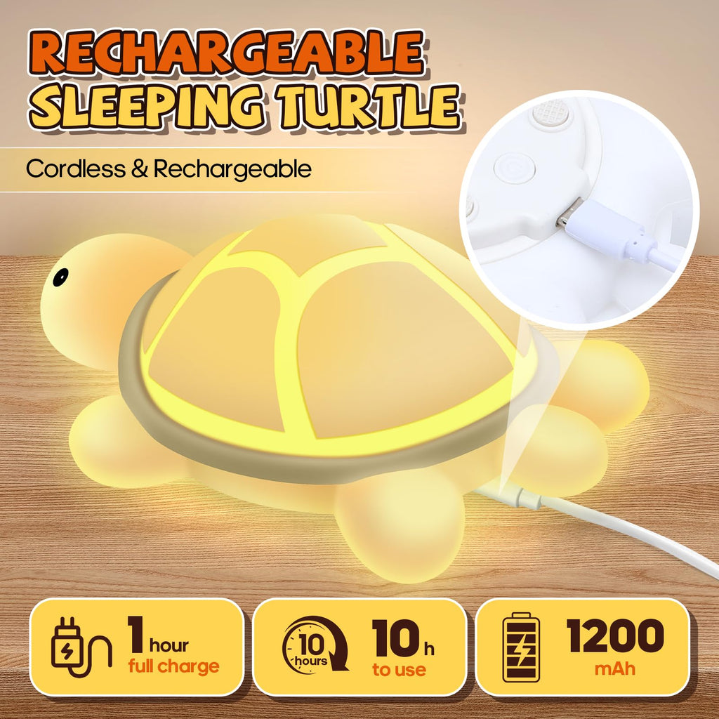 Turtle Night Light for Kids, 7 Color Changing & Touch Control, Rechargeable USB Silicone Squishy LED Lamp for Breastfeeding, Baby Toddler Sleep, Nursery Kids Bedside, Ideal Gift for Boys Girls