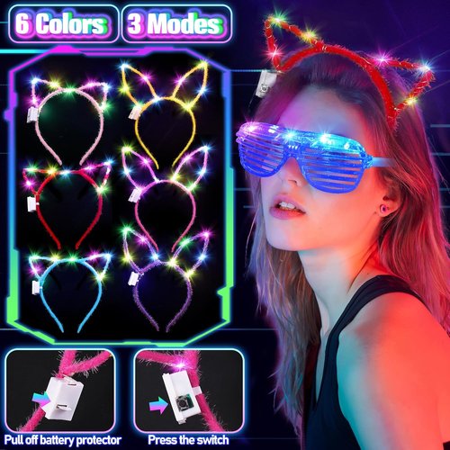 Glow in the Dark Party Supplies - 150PCS Set with Glasses, Headbands & Glow Sticks | Neon Fun for Kids & Adults