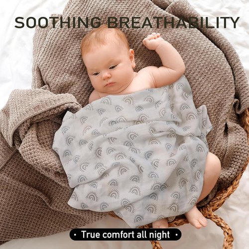Graceful Muslin Baby Burp Cloths - Large 27 x 27 Inches | 6 Pack Soft Burping Rags for Newborns